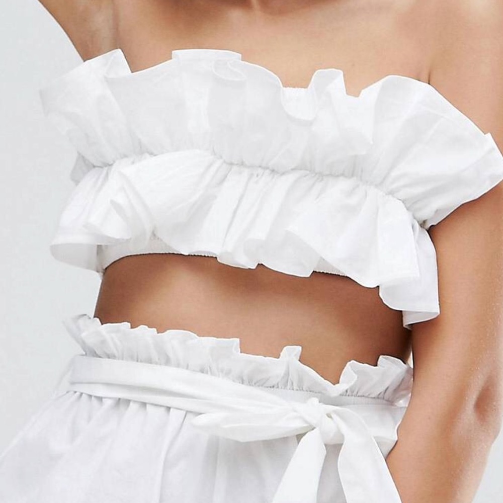 White ASOS ruffle top